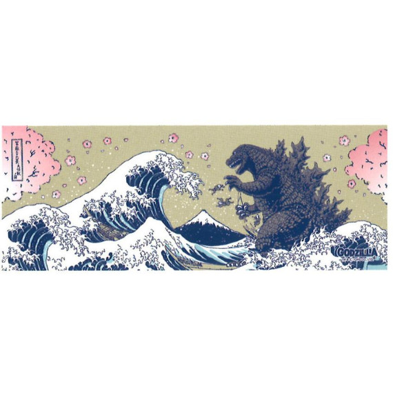 [現貨] Godzilla哥斯拉 捺染抹手巾富嶽三十六景大怪獸之圖櫻